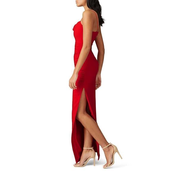 Likely Celinda Dress Sleeveless Cowl Neck Ruched Column Evening Maxi Gown Red 4 - Picture 2 of 16